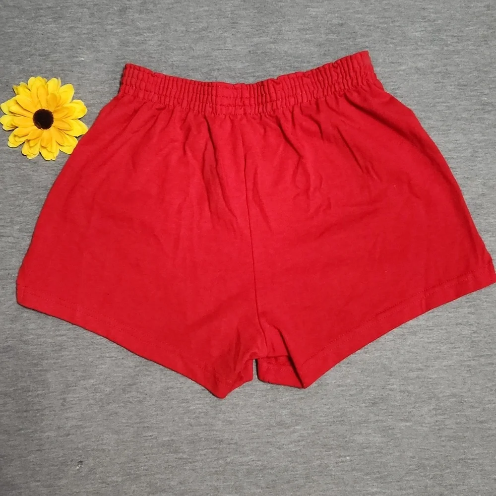 Y2K Red SOFFE Cotton Athleisure Athletic Sportswear Activewear Cheer Shorts - Picture 3 of 9